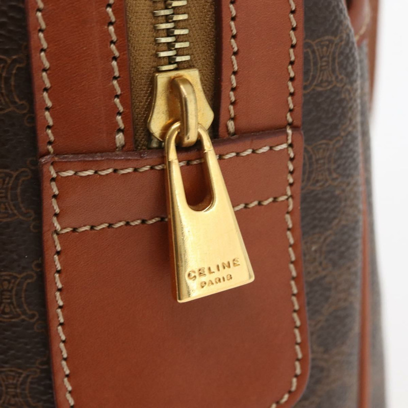 【日本直送】CELINE Macadam帆布迷你波士頓包 PVC皮革 棕色金色 正品 am11293A-16