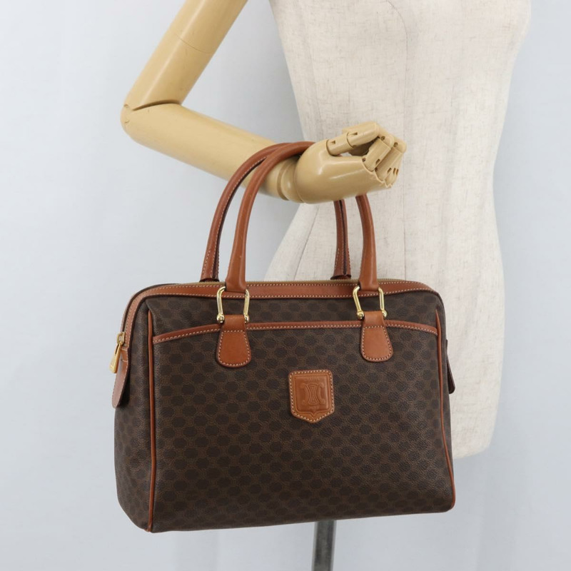 【日本直送】CELINE Macadam帆布迷你波士頓包 PVC皮革 棕色金色 正品 am11293A-23