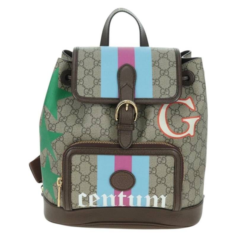 【日本直送】GUCCI GG Supreme 互扣式雙肩包 PVC 米金色 674147 正品 YKZ1279M-12