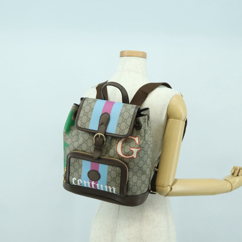 【日本直送】GUCCI GG Supreme 互扣式雙肩包 PVC 米金色 674147 正品 YKZ1279M-28