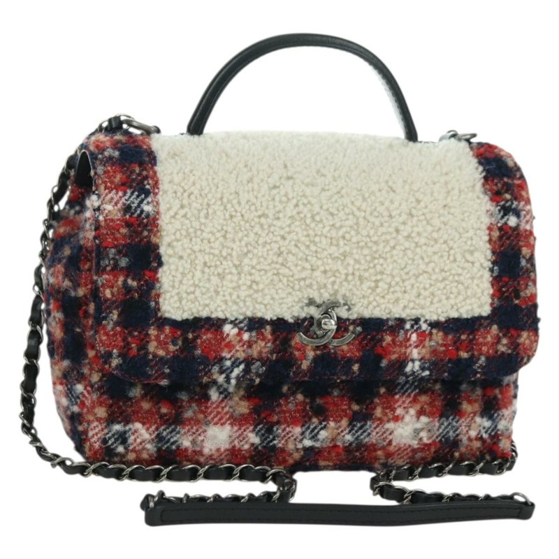 【日本直送】香奈兒 (CHANEL) 頂部手柄 25 鏈條包 斜紋軟呢 多色 銀色 CC 正品 YKZ1266SAM-0