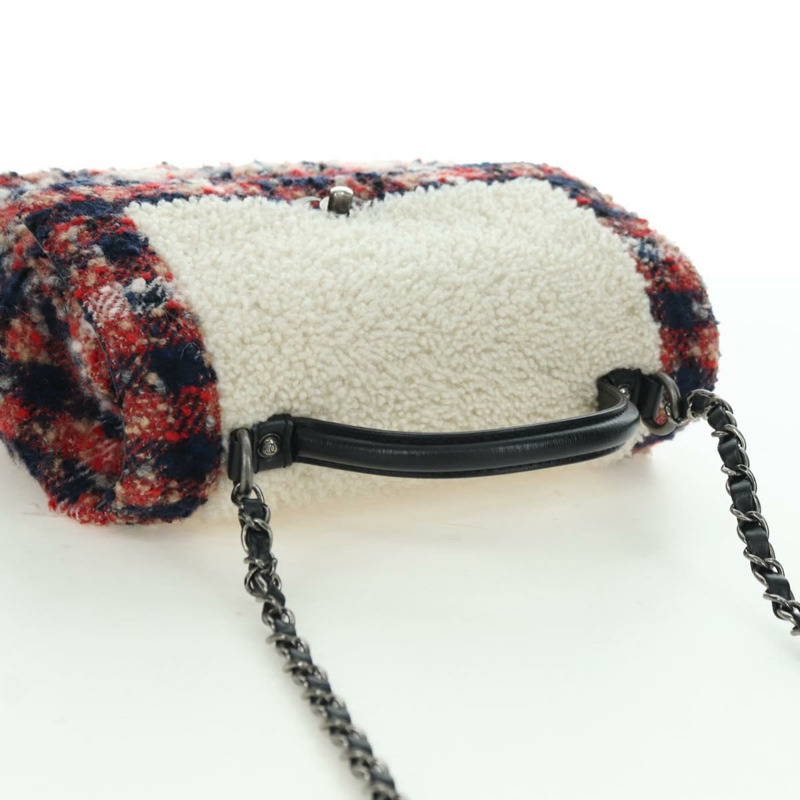 【日本直送】香奈兒 (CHANEL) 頂部手柄 25 鏈條包 斜紋軟呢 多色 銀色 CC 正品 YKZ1266SAM-5