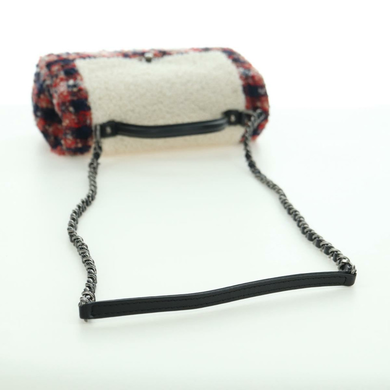 【日本直送】香奈兒 (CHANEL) 頂部手柄 25 鏈條包 斜紋軟呢 多色 銀色 CC 正品 YKZ1266SAM-7