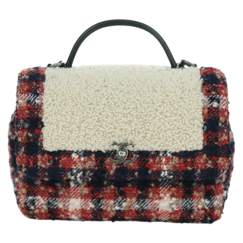 【日本直送】香奈兒 (CHANEL) 頂部手柄 25 鏈條包 斜紋軟呢 多色 銀色 CC 正品 YKZ1266SAM-12