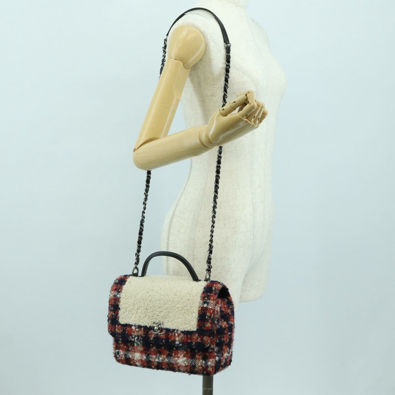【日本直送】香奈兒 (CHANEL) 頂部手柄 25 鏈條包 斜紋軟呢 多色 銀色 CC 正品 YKZ1266SAM-27