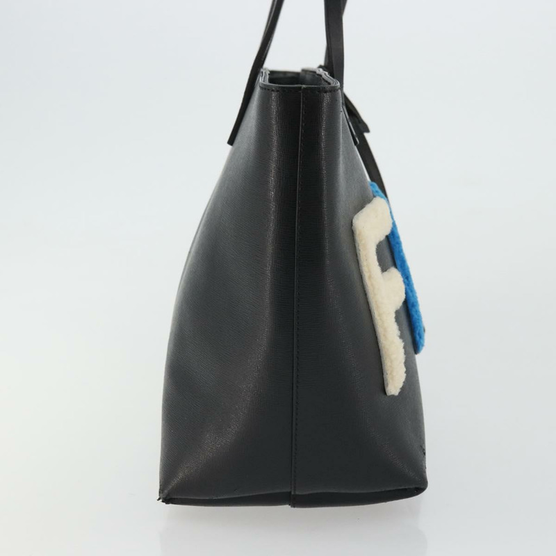 【日本直送】FENDI 皮革手提包 黑色 銀色 正品 YKZ1365A-3