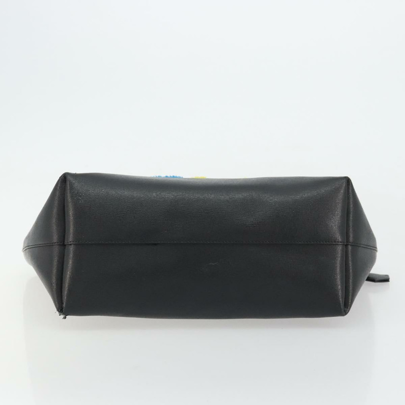 【日本直送】FENDI 皮革手提包 黑色 銀色 正品 YKZ1365A-4