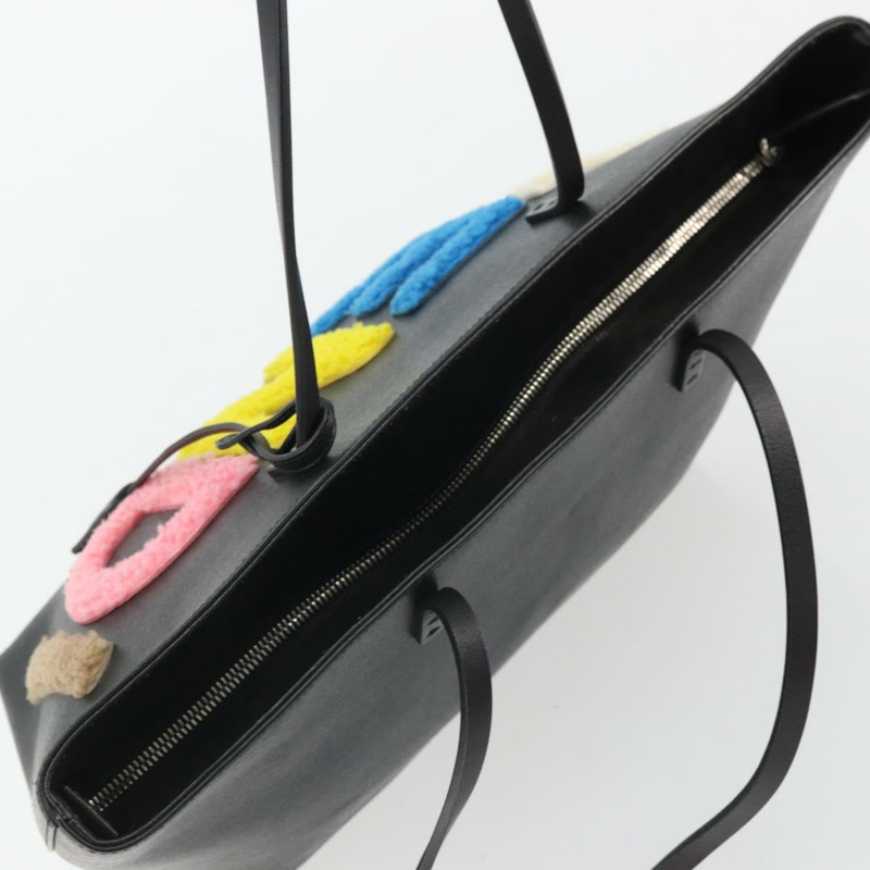 【日本直送】FENDI 皮革手提包 黑色 銀色 正品 YKZ1365A-5