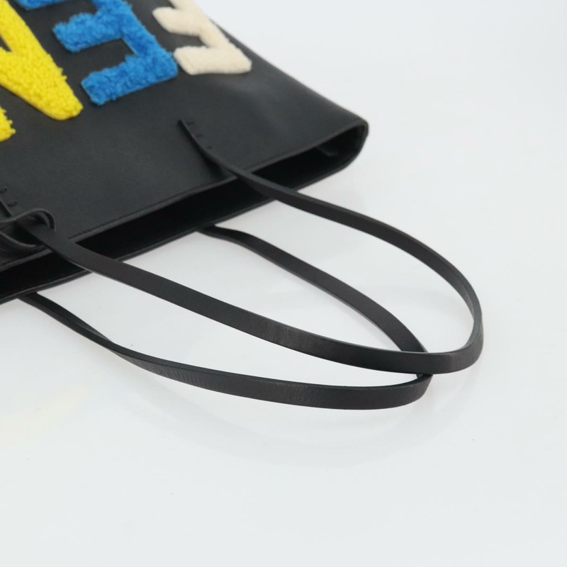 【日本直送】FENDI 皮革手提包 黑色 銀色 正品 YKZ1365A-6