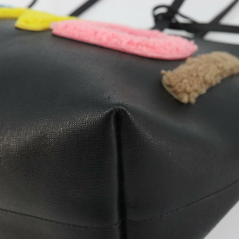 【日本直送】FENDI 皮革手提包 黑色 銀色 正品 YKZ1365A-7