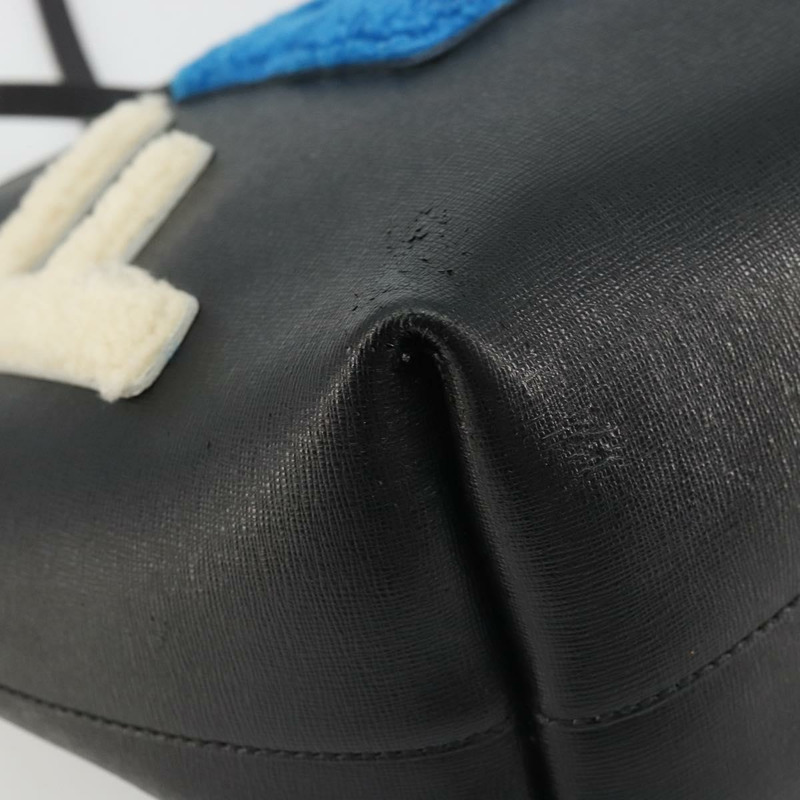 【日本直送】FENDI 皮革手提包 黑色 銀色 正品 YKZ1365A-14
