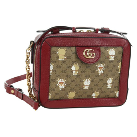 GUCCI Micro GG Supreme哆啦A夢聯名手提包 PVC 米色 655596 正品 YKZ1361M
