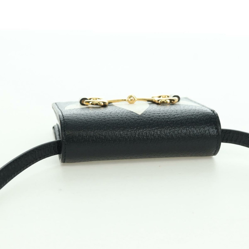 【日本直送】GUCCI 馬銜扣肩挎皮夾 皮革 Adidas 黑色金色 702248 正品 YKZ1233M-5
