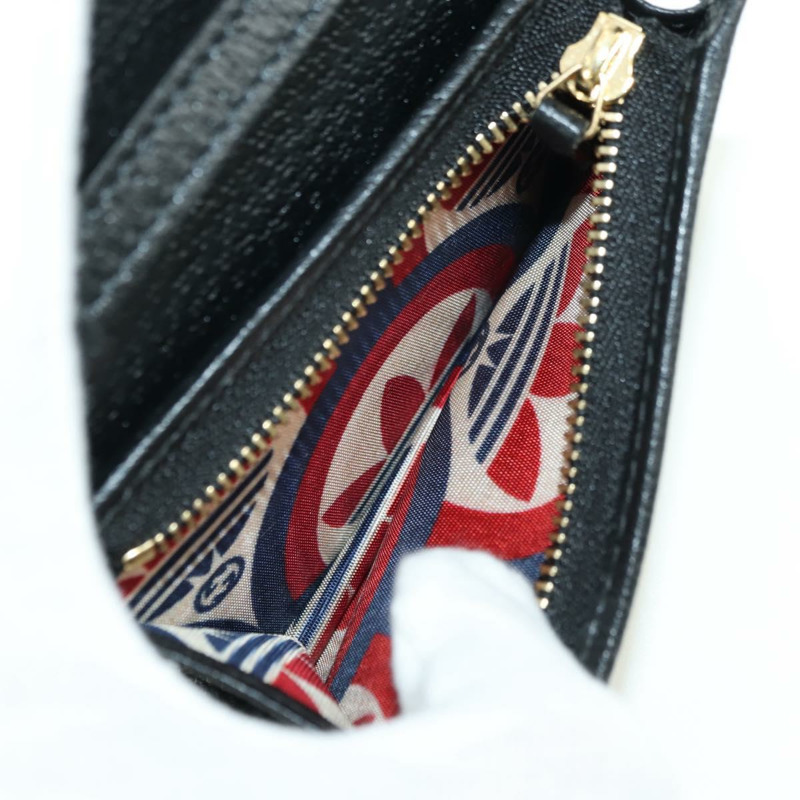 【日本直送】GUCCI 馬銜扣肩挎皮夾 皮革 Adidas 黑色金色 702248 正品 YKZ1233M-9