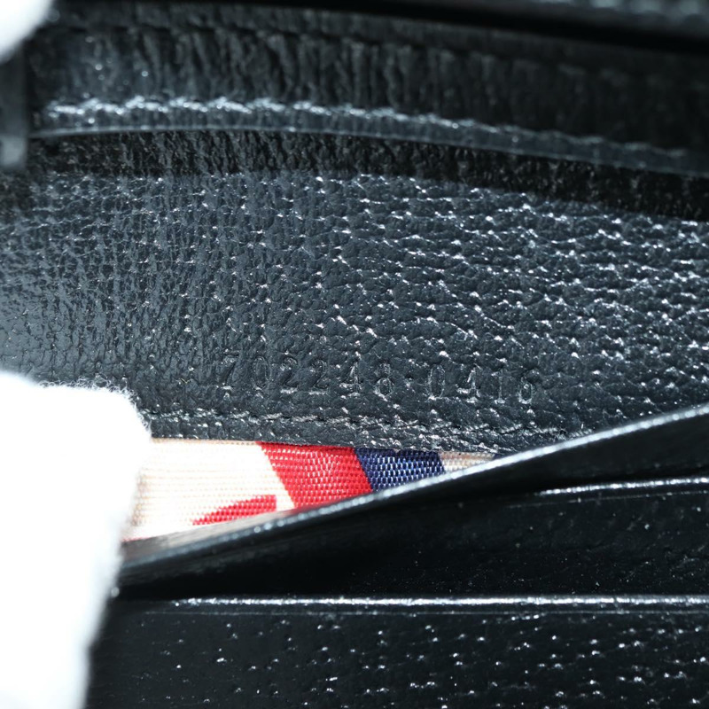 【日本直送】GUCCI 馬銜扣肩挎皮夾 皮革 Adidas 黑色金色 702248 正品 YKZ1233M-10