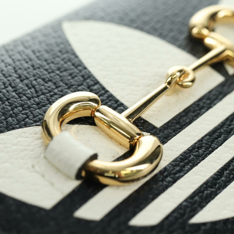 【日本直送】GUCCI 馬銜扣肩挎皮夾 皮革 Adidas 黑色金色 702248 正品 YKZ1233M-18