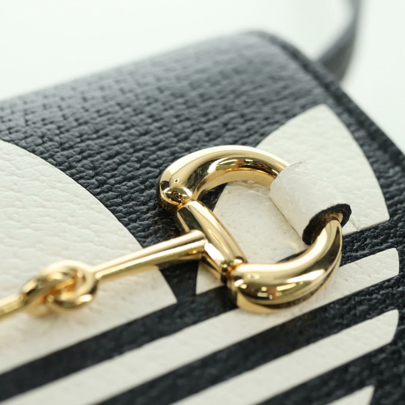 【日本直送】GUCCI 馬銜扣肩挎皮夾 皮革 Adidas 黑色金色 702248 正品 YKZ1233M-19