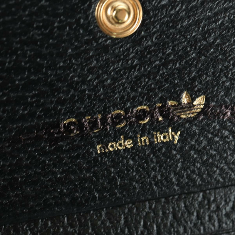 【日本直送】GUCCI 馬銜扣肩挎皮夾 皮革 Adidas 黑色金色 702248 正品 YKZ1233M-20
