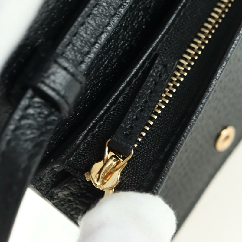 【日本直送】GUCCI 馬銜扣肩挎皮夾 皮革 Adidas 黑色金色 702248 正品 YKZ1233M-23