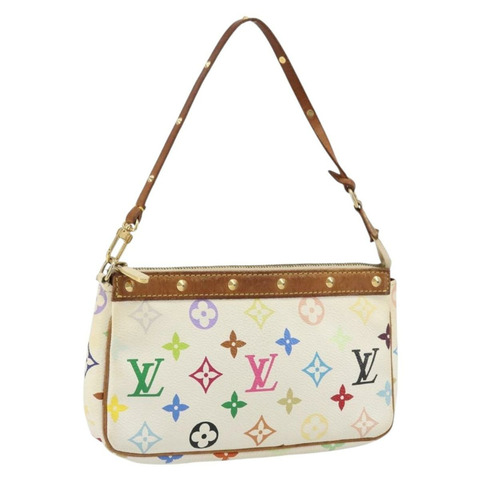 路易威登 Monogram Multicolor Pochette Pouch 白 M92649 LV Auth 175978A