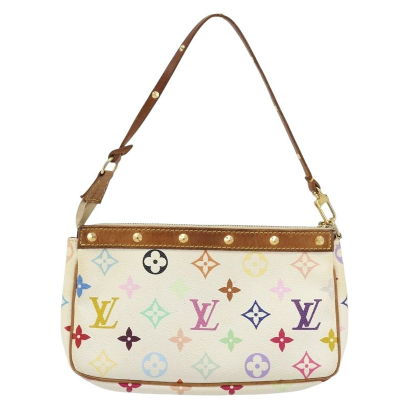 【日本直送】路易威登 Monogram Multicolor Pochette Pouch 白 M92649 LV Auth 175978A-1