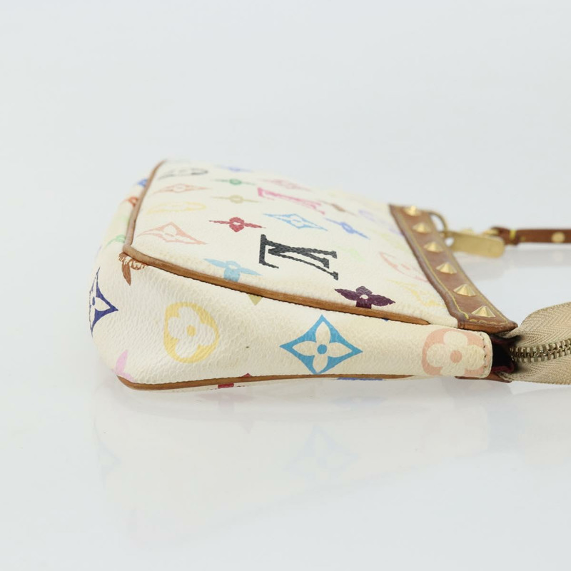 【日本直送】路易威登 Monogram Multicolor Pochette Pouch 白 M92649 LV Auth 175978A-2