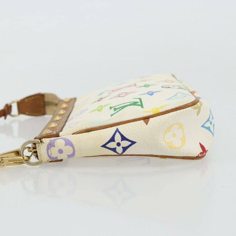 【日本直送】路易威登 Monogram Multicolor Pochette Pouch 白 M92649 LV Auth 175978A-3