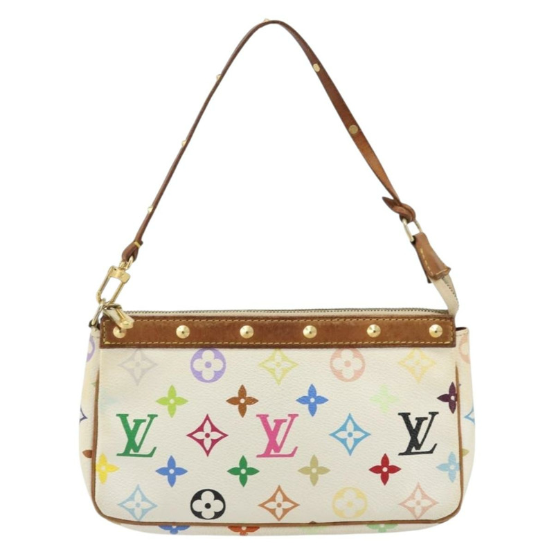 【日本直送】路易威登 Monogram Multicolor Pochette Pouch 白 M92649 LV Auth 175978A-12