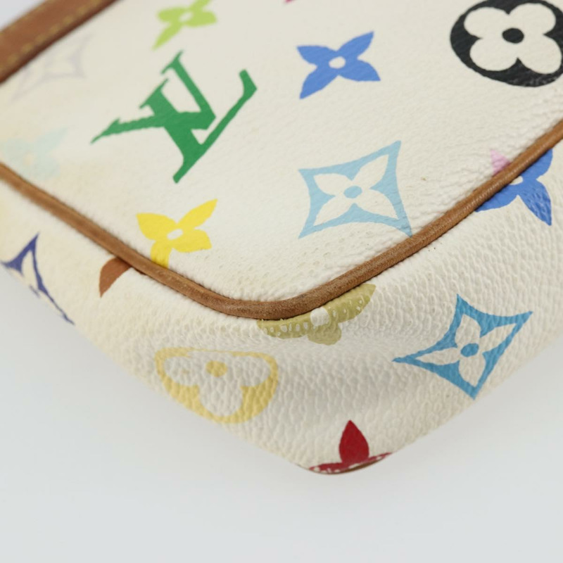 【日本直送】路易威登 Monogram Multicolor Pochette Pouch 白 M92649 LV Auth 175978A-14