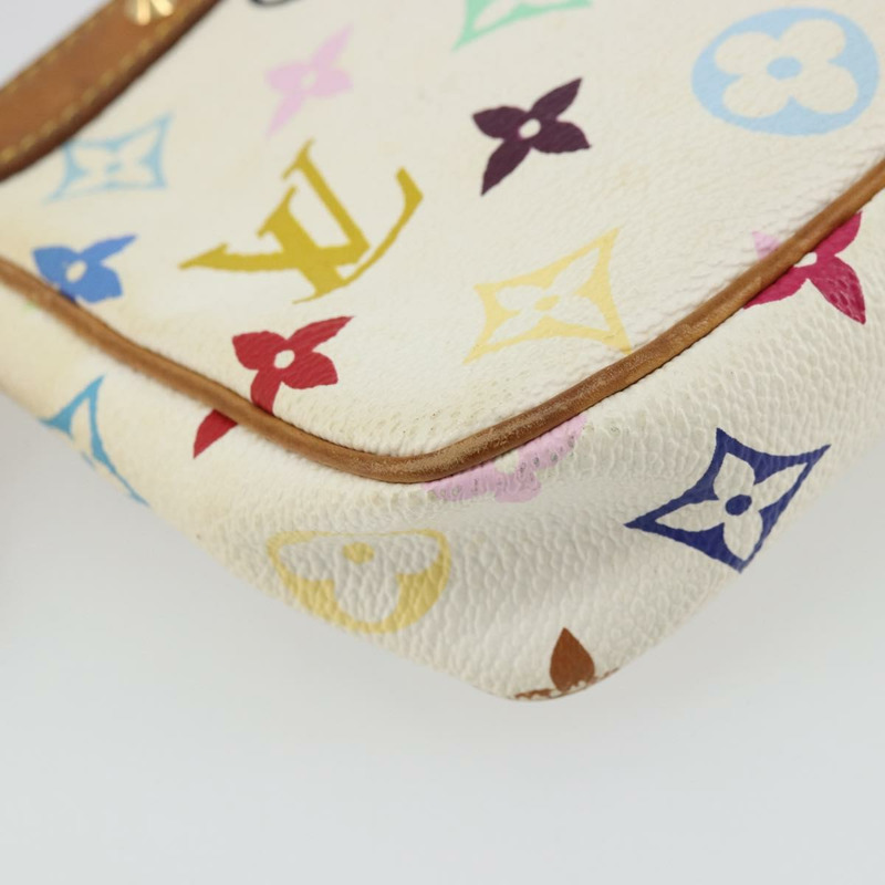【日本直送】路易威登 Monogram Multicolor Pochette Pouch 白 M92649 LV Auth 175978A-16