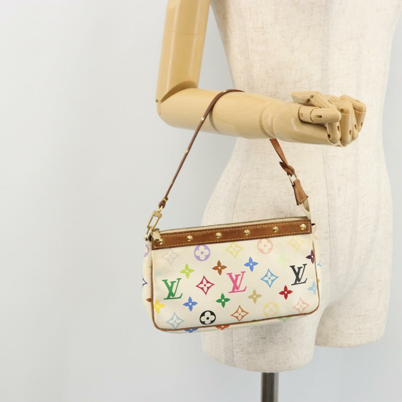 【日本直送】路易威登 Monogram Multicolor Pochette Pouch 白 M92649 LV Auth 175978A-19