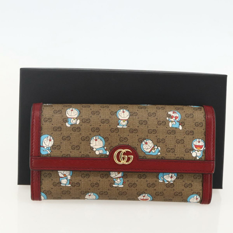 【日本直送】GUCCI Micro GG Supreme哆啦A夢長皮夾 PVC 米色金色 647786 正品 175793A-11
