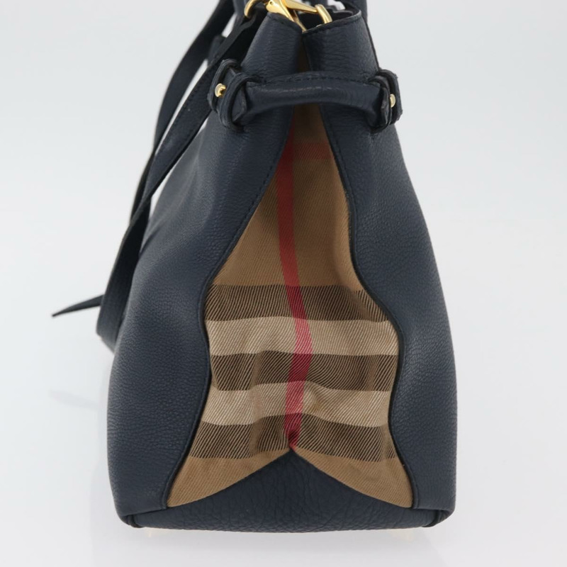 【日本直送】BURBERRY 手提包 皮革帆布 兩用 海軍藍 金色 正品 ka4045A-2