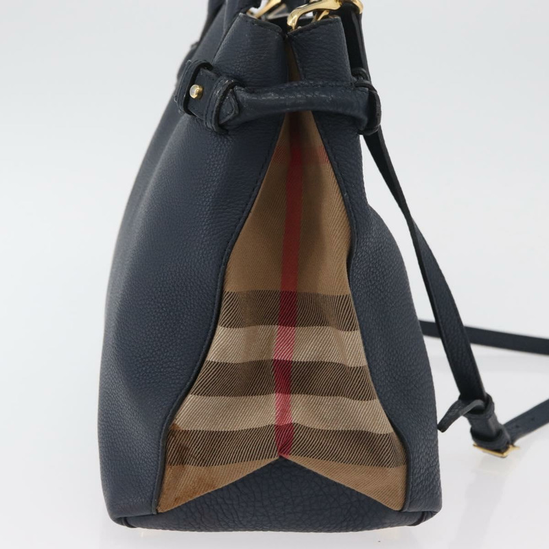 【日本直送】BURBERRY 手提包 皮革帆布 兩用 海軍藍 金色 正品 ka4045A-3
