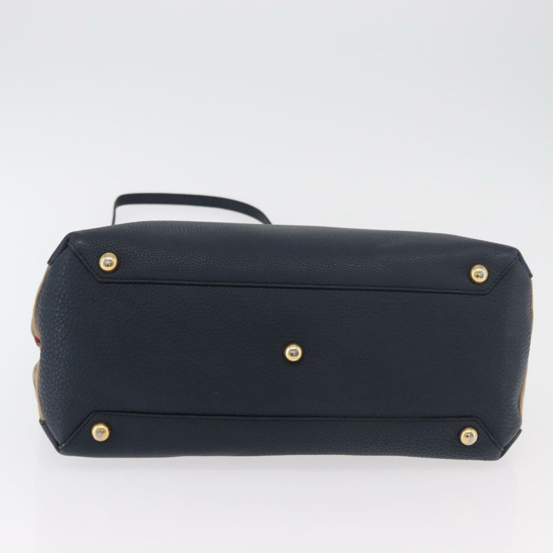 【日本直送】BURBERRY 手提包 皮革帆布 兩用 海軍藍 金色 正品 ka4045A-4