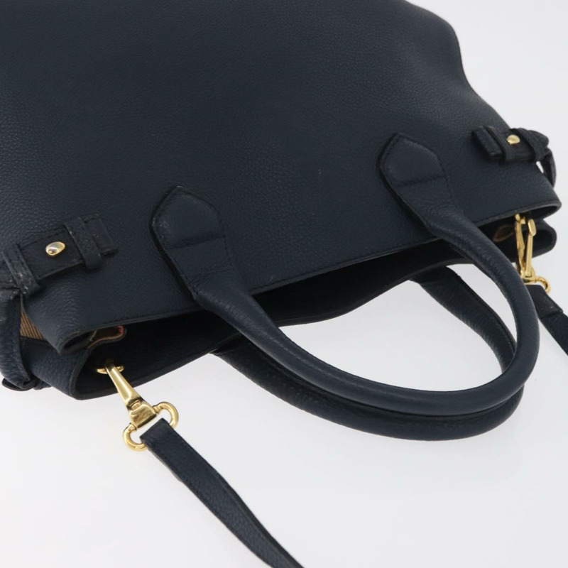 【日本直送】BURBERRY 手提包 皮革帆布 兩用 海軍藍 金色 正品 ka4045A-5