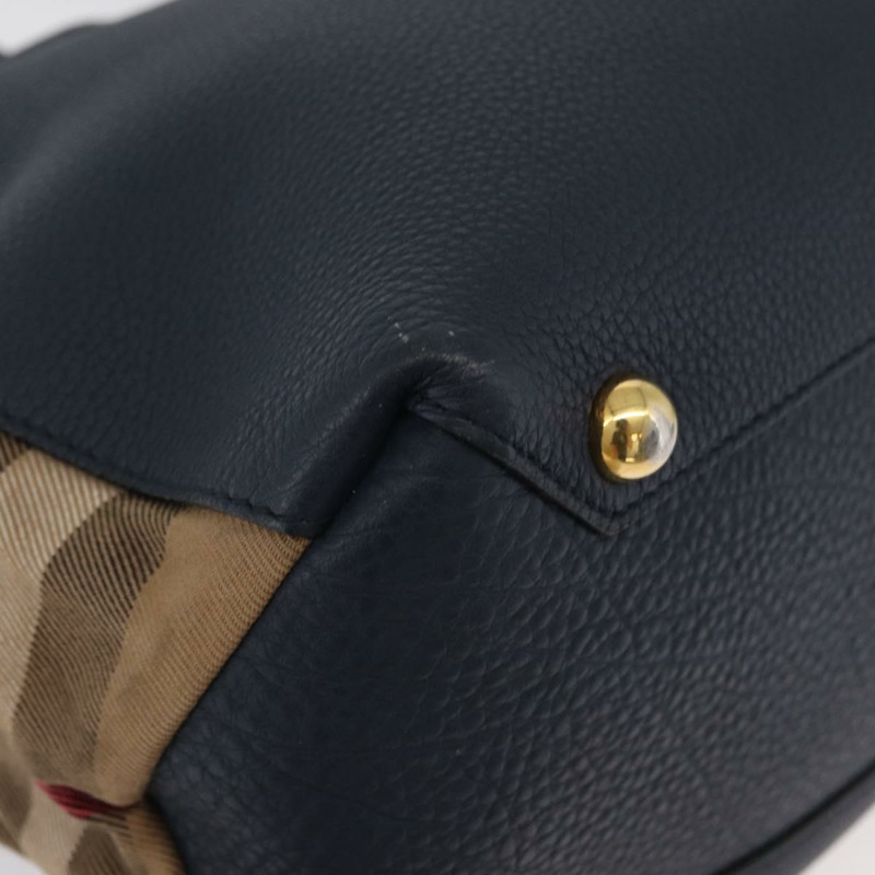 【日本直送】BURBERRY 手提包 皮革帆布 兩用 海軍藍 金色 正品 ka4045A-9