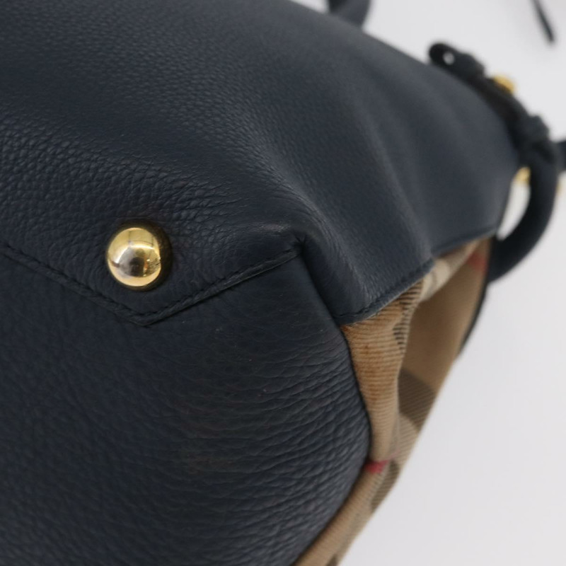【日本直送】BURBERRY 手提包 皮革帆布 兩用 海軍藍 金色 正品 ka4045A-14