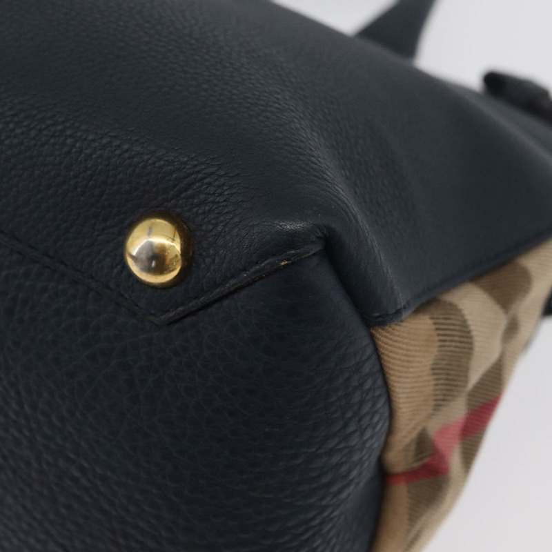 【日本直送】BURBERRY 手提包 皮革帆布 兩用 海軍藍 金色 正品 ka4045A-16