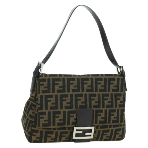 FENDI Zucca帆布Mamma Baguette手袋 棕色/黑色 正品 yk20315SAM