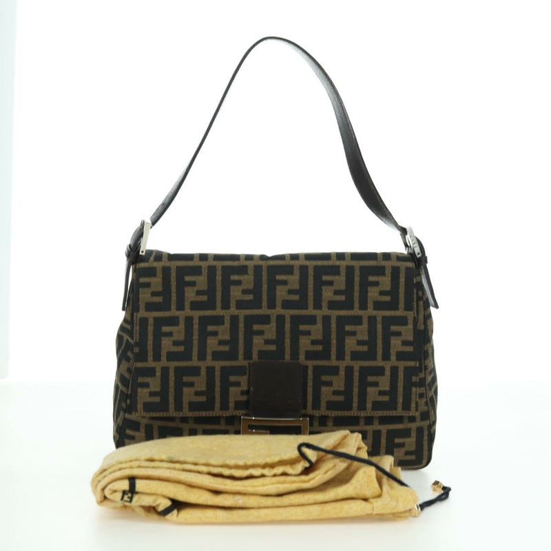【日本直送】FENDI Zucca帆布Mamma Baguette手袋 棕色/黑色 正品 yk20315SAM-11
