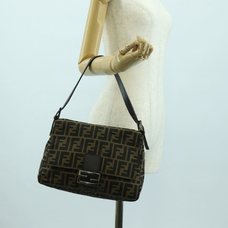 【日本直送】FENDI Zucca帆布Mamma Baguette手袋 棕色/黑色 正品 yk20315SAM-24