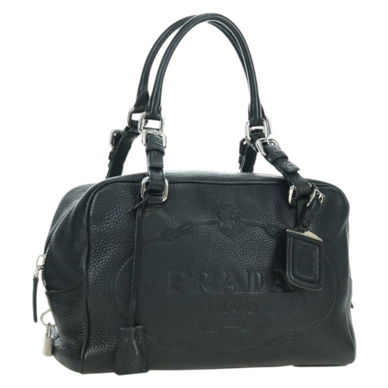 【日本直送】PRADA 黑色銀色皮革肩背包，正品 yk20247SAM-0