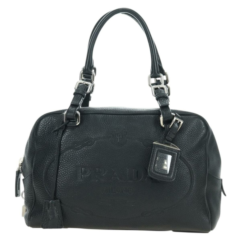 【日本直送】PRADA 黑色銀色皮革肩背包，正品 yk20247SAM-12