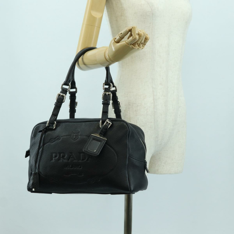 【日本直送】PRADA 黑色銀色皮革肩背包，正品 yk20247SAM-23