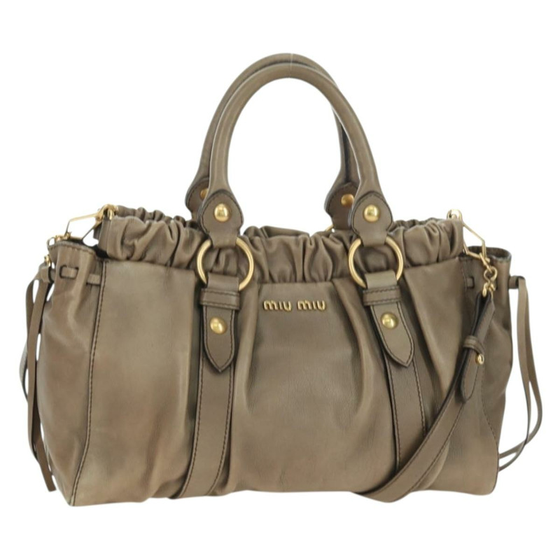 【日本直送】Miu Miu 手提包 皮革 兩用 米色 金色 正品 yk20244SAM-0