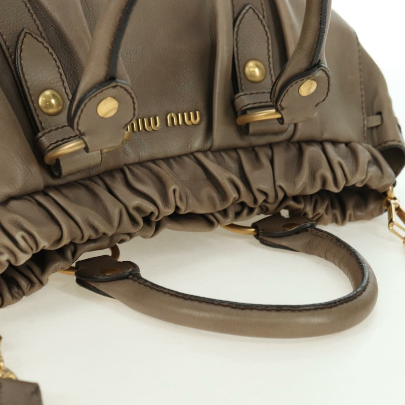【日本直送】Miu Miu 手提包 皮革 兩用 米色 金色 正品 yk20244SAM-5