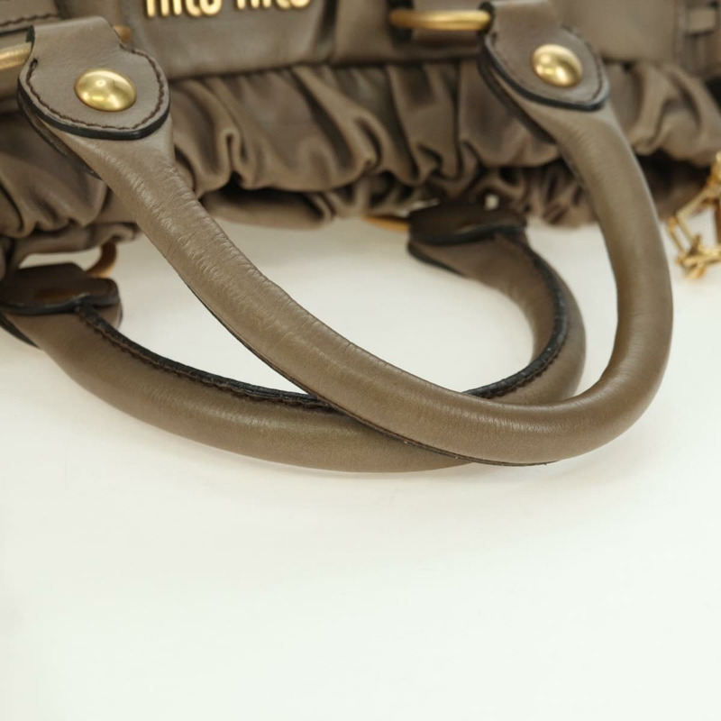 【日本直送】Miu Miu 手提包 皮革 兩用 米色 金色 正品 yk20244SAM-6