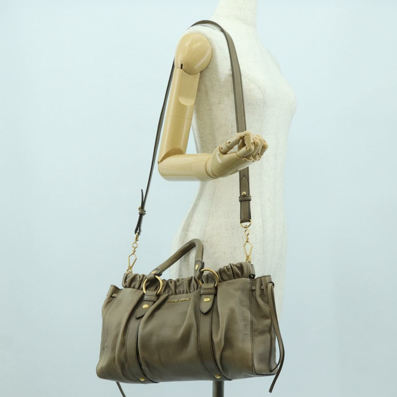 【日本直送】Miu Miu 手提包 皮革 兩用 米色 金色 正品 yk20244SAM-24