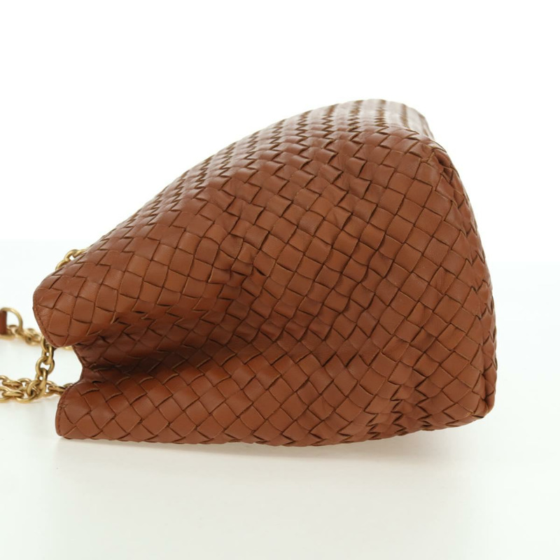 【日本直送】BOTTEGA VENETA INTRECCIATO 鏈條肩背包 皮革 棕色 金色 正品 yk20289SAV-2